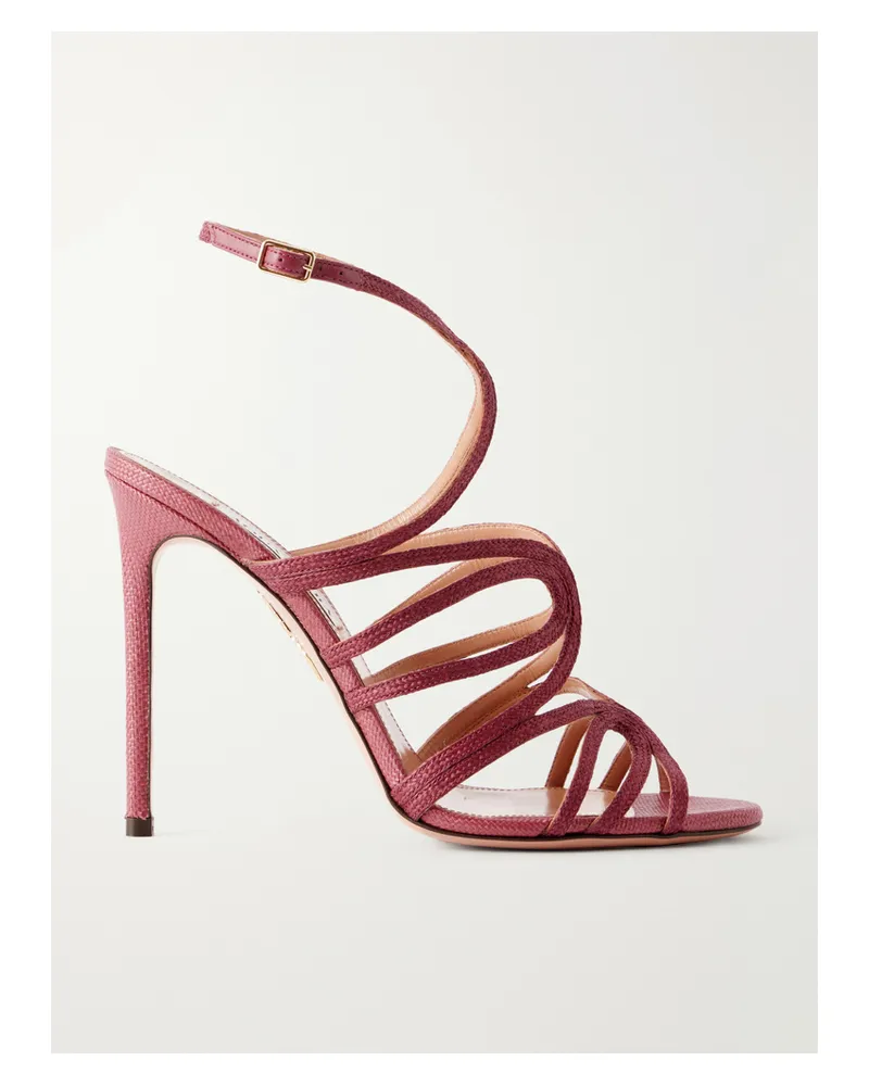 Aquazzura Serenade 105 Raffia Sandals - Red Red