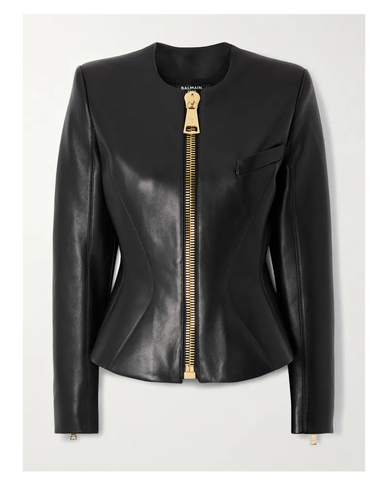 Balmain Lederjacke - Schwarz Schwarz