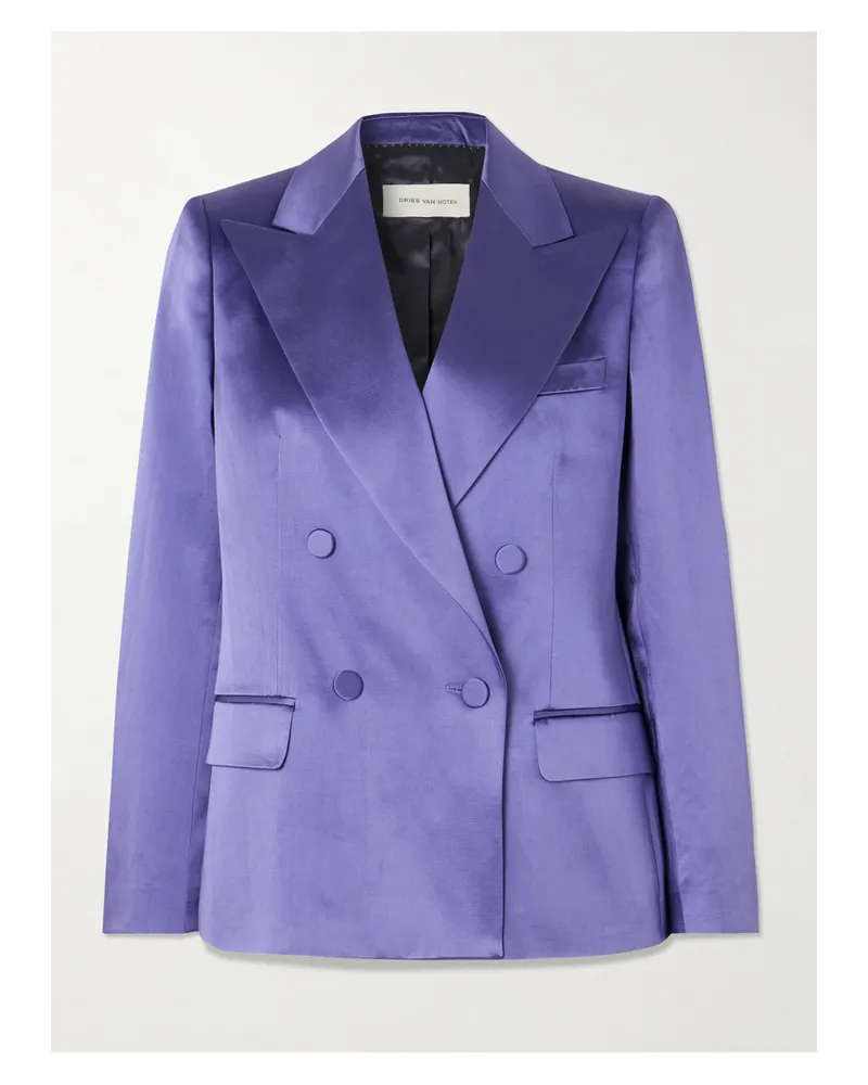 Dries van Noten Double-breasted Satin Blazer - Purple Purple
