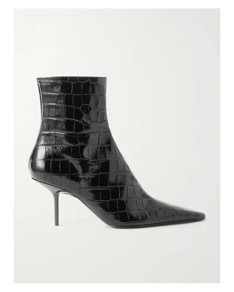 Victoria Beckham Ankle Boots Aus Lackleder Mit Krokodileffekt - Schwarz Schwarz