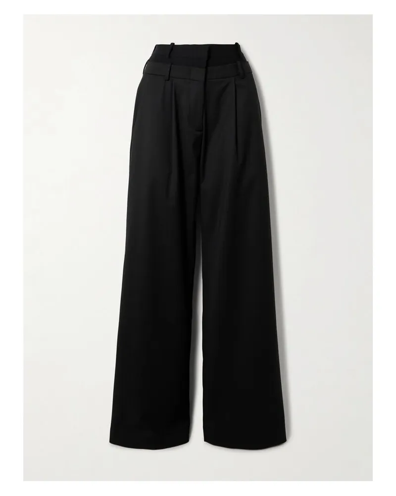 16ARLINGTON Ivlia Mehrlagige Hose Mit Weitem Bein Aus Crêpe Mit Falten - Schwarz Schwarz