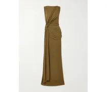 Robe Aus Recyceltem Strukturiertem Jersey Mit Stretch-anteil Und Raffungen - Grün