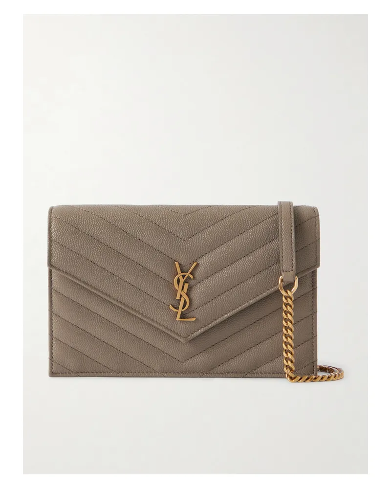 Saint Laurent Cassandre Quilted Full-grain Leather Shoulder Bag - Brown Brown