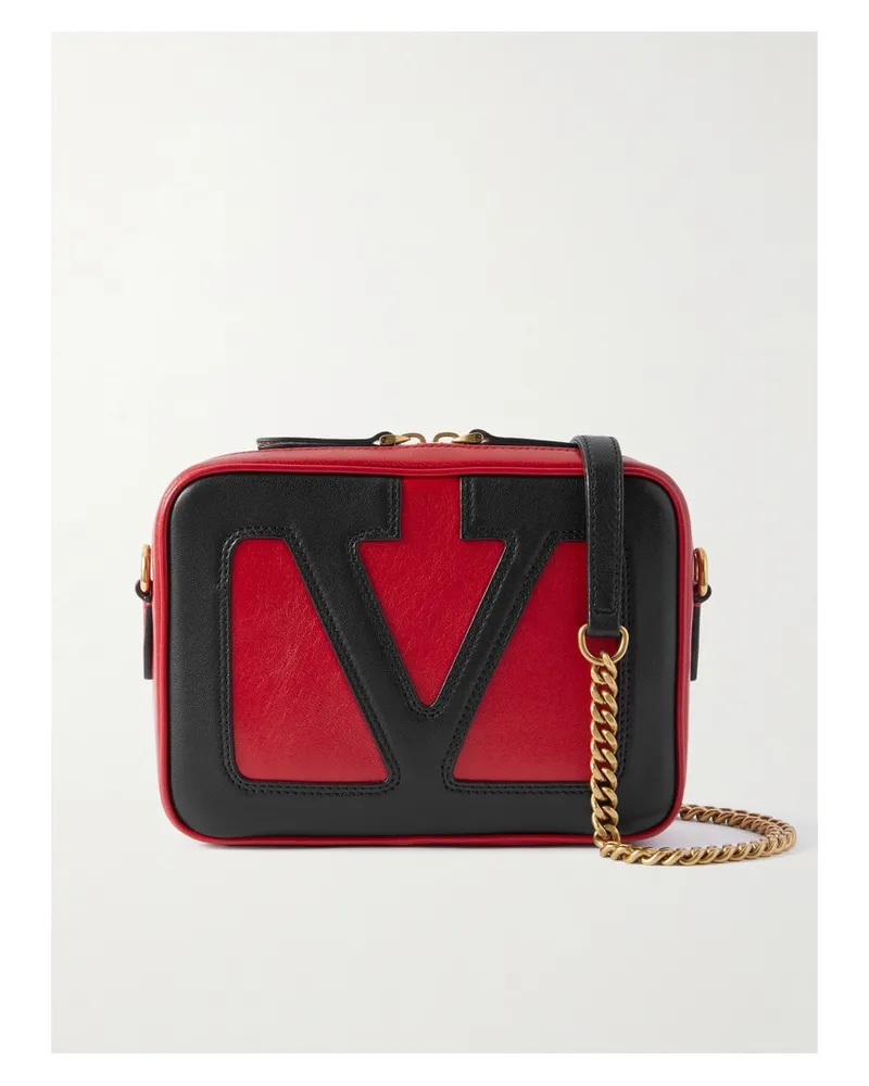 Valentino Garavani Viva Superstar Zweifarbige Schultertasche Aus Leder - Rot Rot