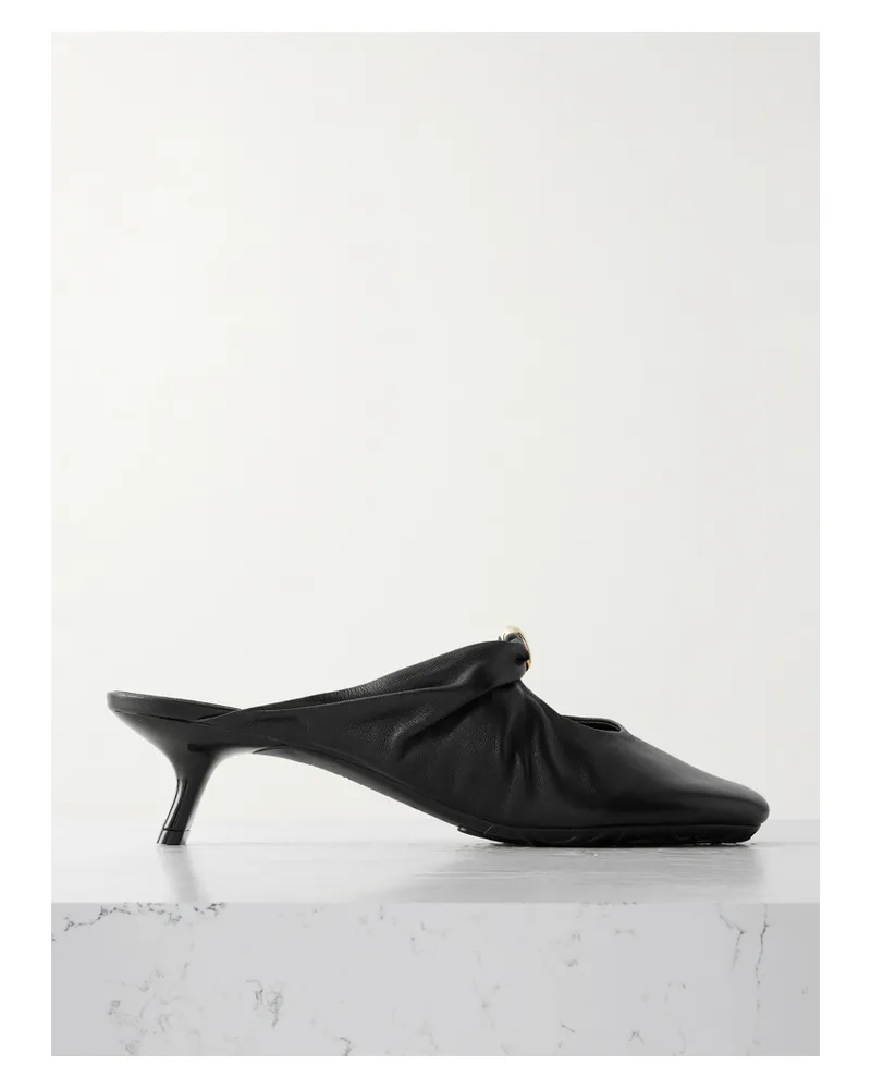 Loewe Pebble Embellished Cutout Leather Mules - Black Black