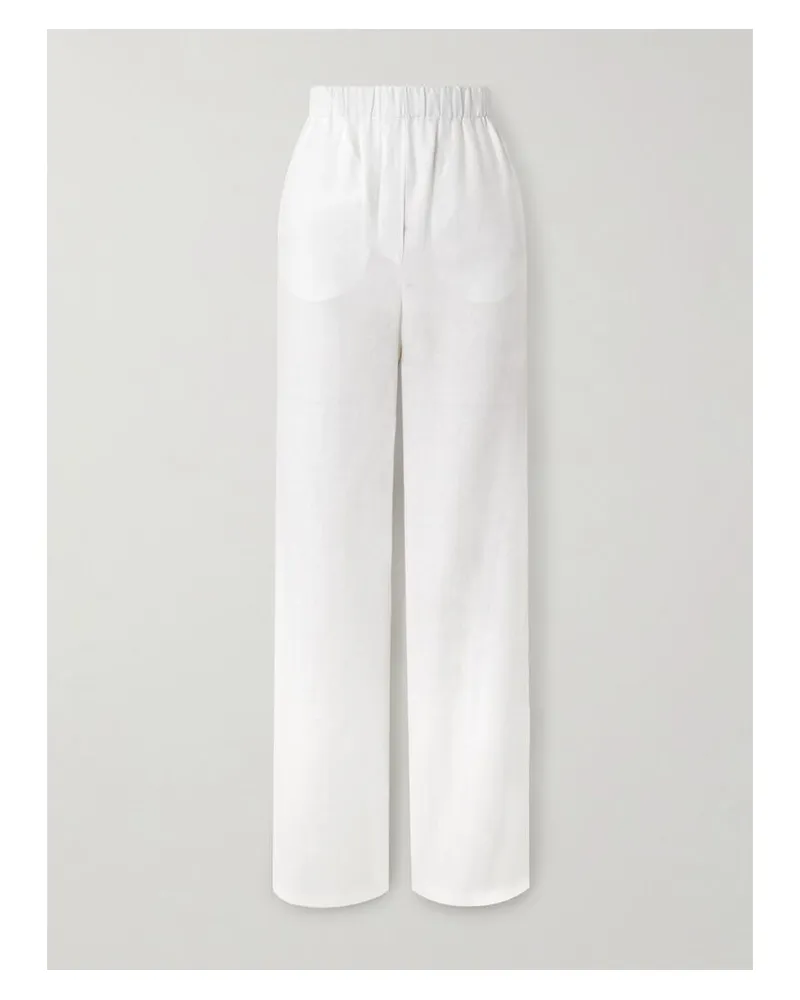 Loro Piana Valerio Hose Mit Weitem Bein Aus Leinen - Weiß Weiß