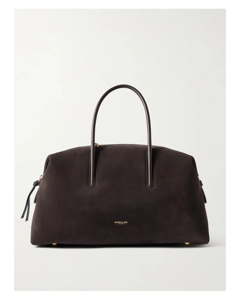 DeMELLIER The Midi Stockholm Medium Leather-trimmed Suede Tote Bag - Brown Brown