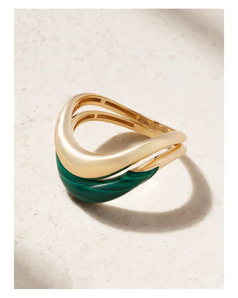 L’Atelier Nawbar Boa Stackable Set Aus Zwei Ringen Aus 18 Karat Gold Mit Malachit Gold