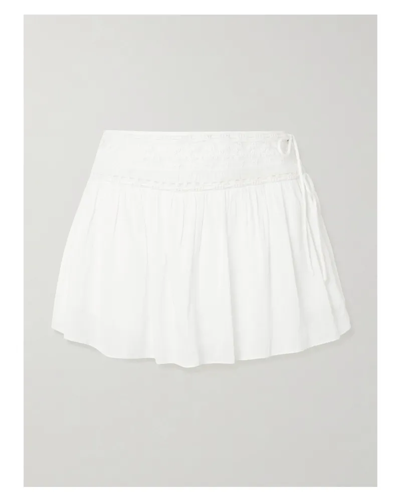 Posse Danielle Tie-detailed Lace-trimmed Cotton Skort - White White