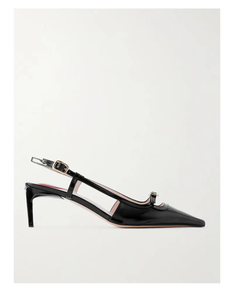 Roger Vivier Nagoya 55 Slingback-pumps Aus Leder Mit Verzierung - Schwarz Schwarz