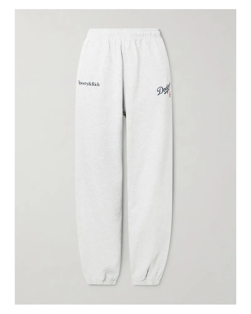 SPORTY & RICH La Dodgers Jogginghose Aus Baumwoll-jersey Mit Print - Grau Grau