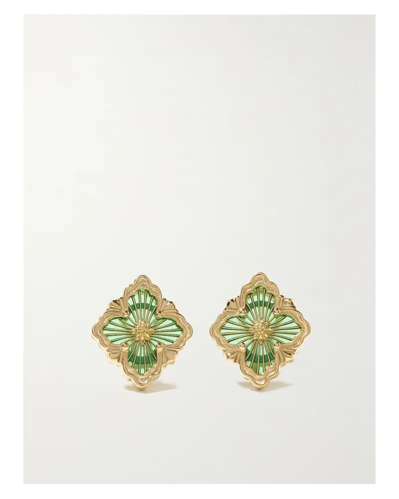 Buccellati Opera Tulle 18-karat Gold Enamel Earrings - Green Green