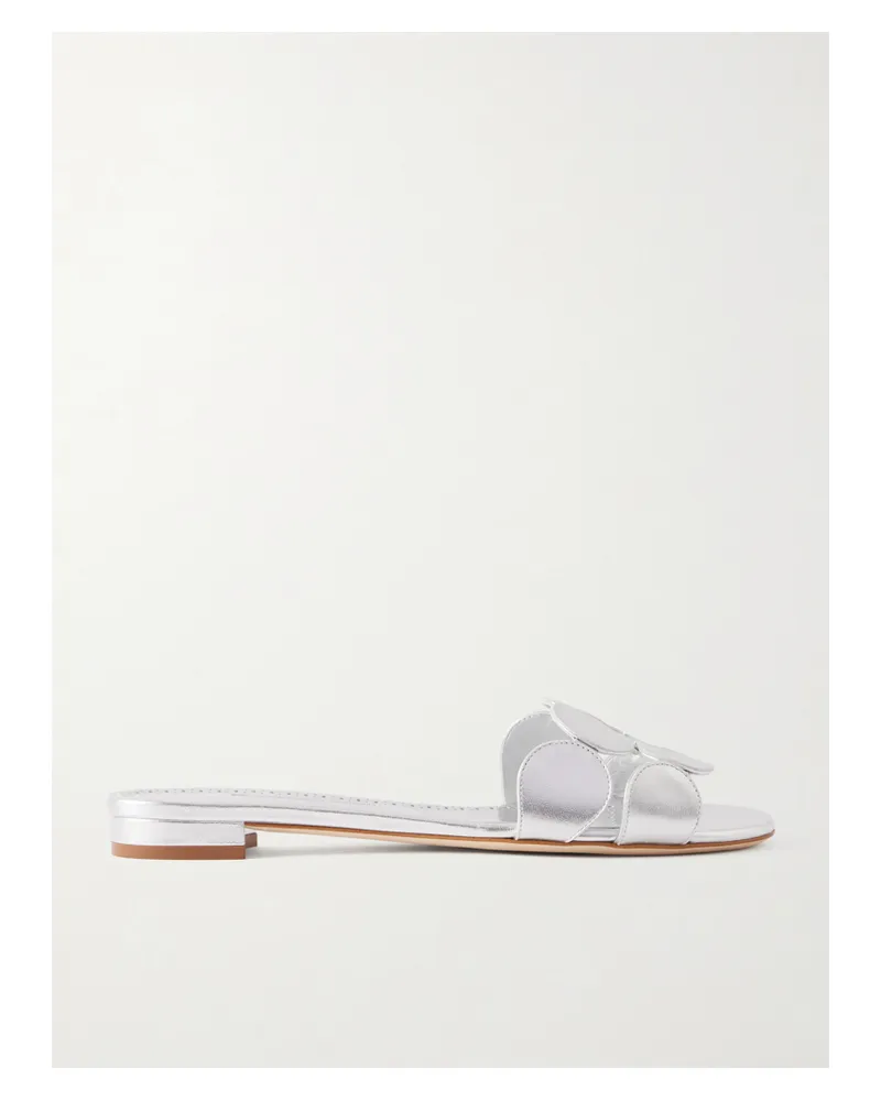 Manolo Blahnik Haribalmu 10 Cutout Metallic-leather Slides - Silver Silver
