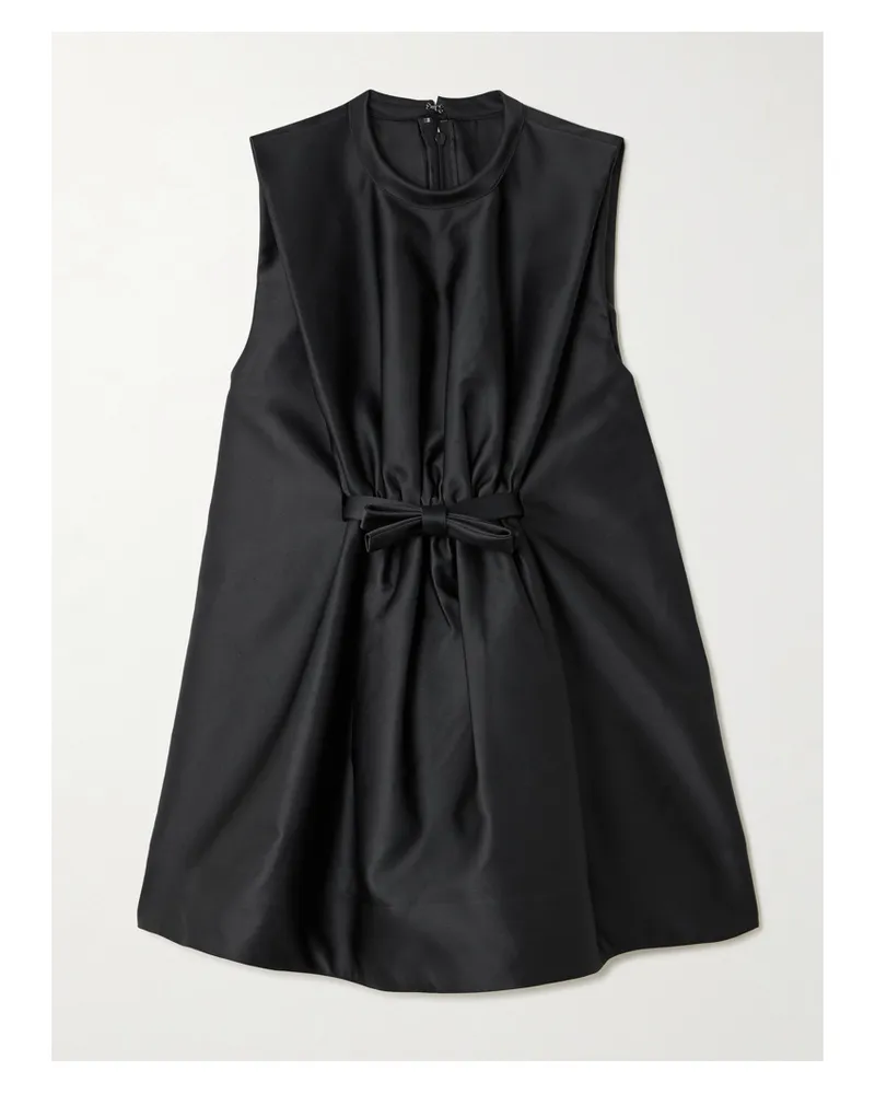 Paco Rabanne Bow-detailed Gathered Mikado Mini Dress - Black Black