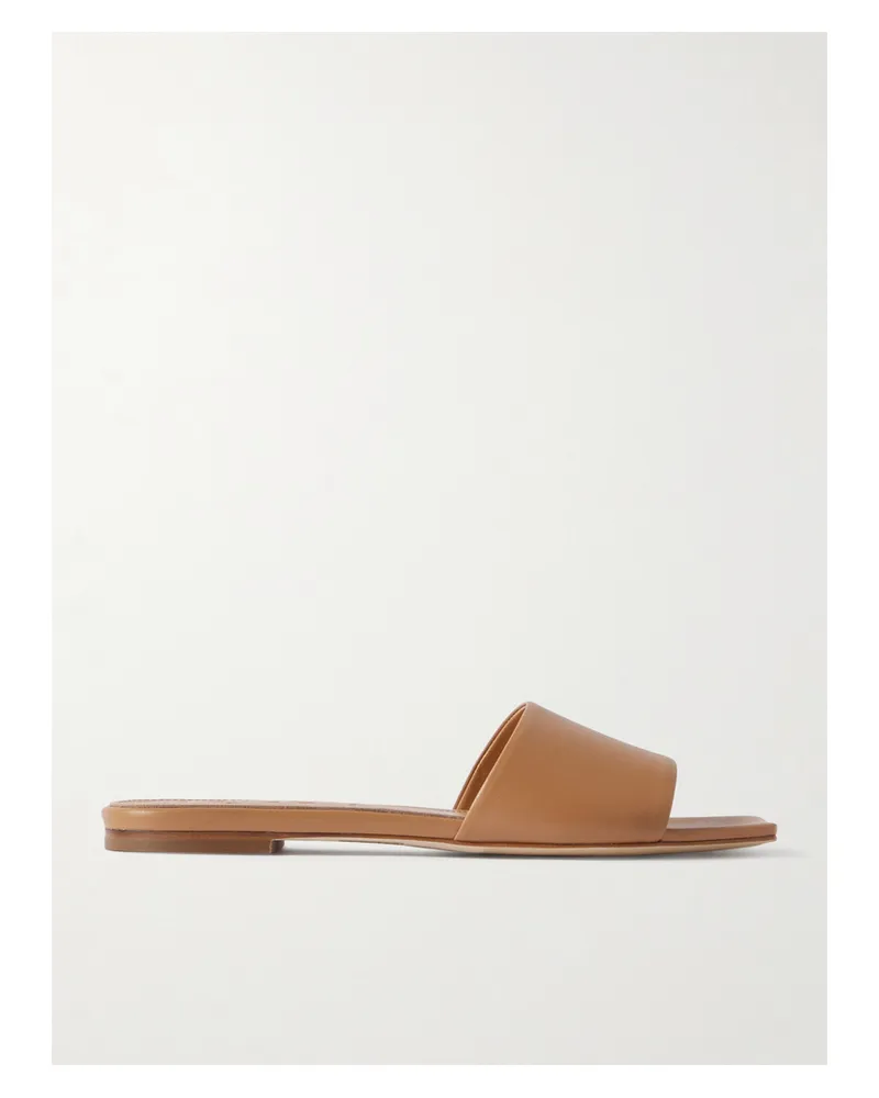 aeyde Anna Leather Slides - Brown Brown