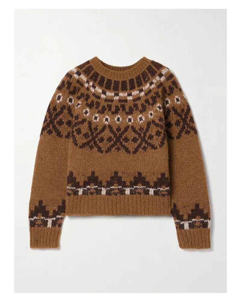 Frame Denim Pullover Aus Einer Alpakawollmischung Mit Fair-isle-muster - Braun Braun