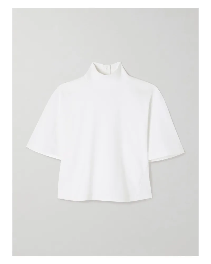 Alaïa Verkürztes T-shirt Aus Baumwoll-jersey Mit Stehkragen - Weiß Weiß