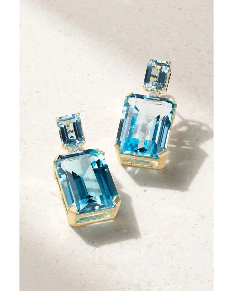 MATEO Ohrringe Aus 14 Karat Gold Mit Topasen Und Diamanten Gold