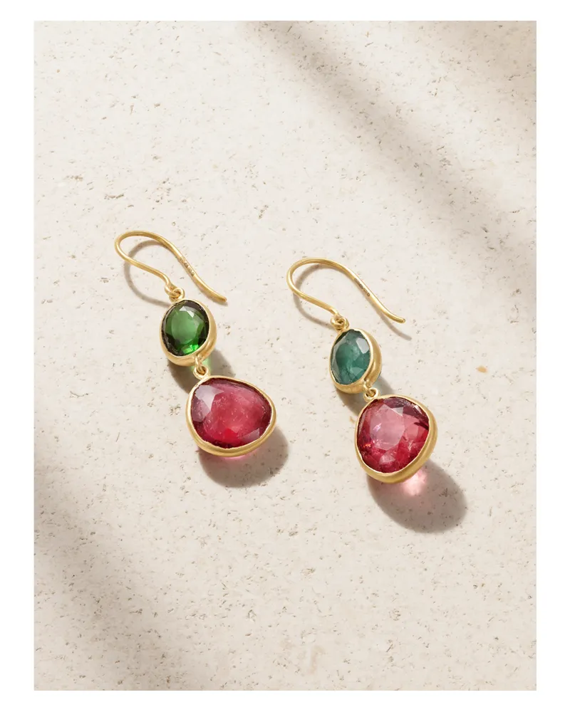Pippa Small Iris Ohrringe Aus 18 Karat Gold Mit Turmalinen - Rot Rot