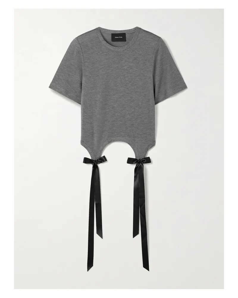 Simone Rocha T-shirt Aus Lyocell-jersey Mit Satinschleifen - Grau Grau