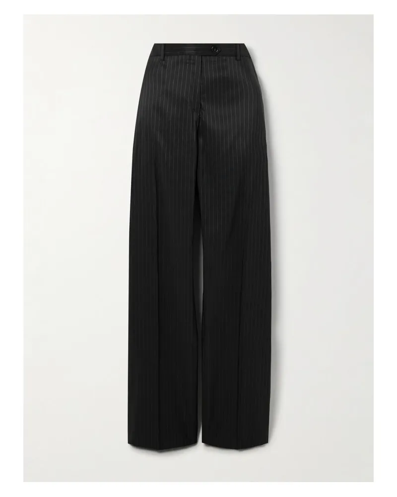 Acne Studios Hose Mit Geradem Bein Aus Taft Mit Nadelstreifen - Schwarz Schwarz