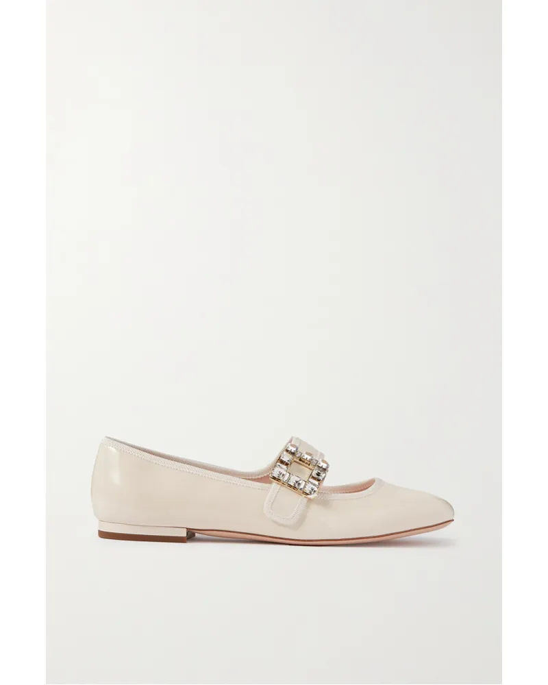 Roger Vivier Très Vivier Val Ballerinas aus Glanzleder Creme