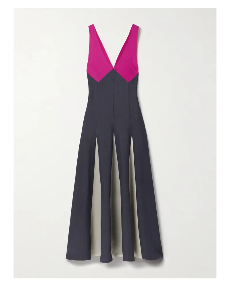 Maria Mcmanus Maxikleid Aus Twill, Crêpe De Chine Und Satin - Grau Grau