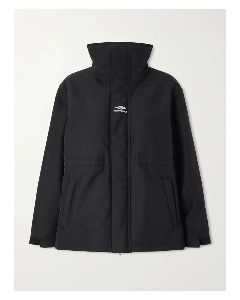 Balenciaga Embroidered Padded Ripstop Ski Jacket - Black Black