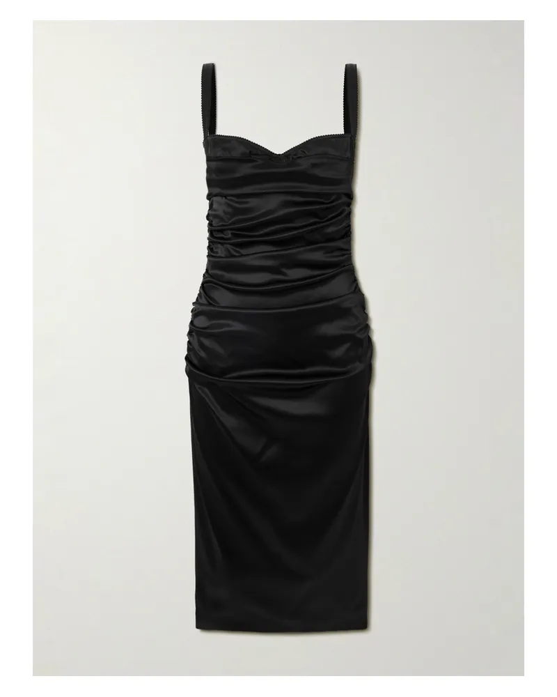 Dolce & Gabbana Midikleid Aus Satin Mit Raffungen - Schwarz Schwarz