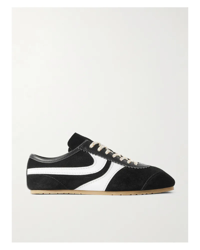 Dries van Noten Sneakers Aus Veloursleder Mit Lederbesätzen - Schwarz Schwarz