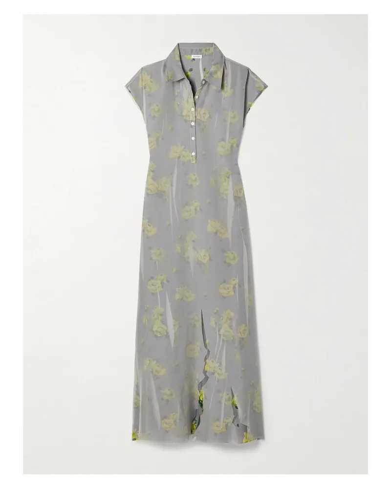 Acne Studios Mehrlagiges Maxikleid Aus Chiffon Und Crêpe Mit Blumenprint - Grau Grau