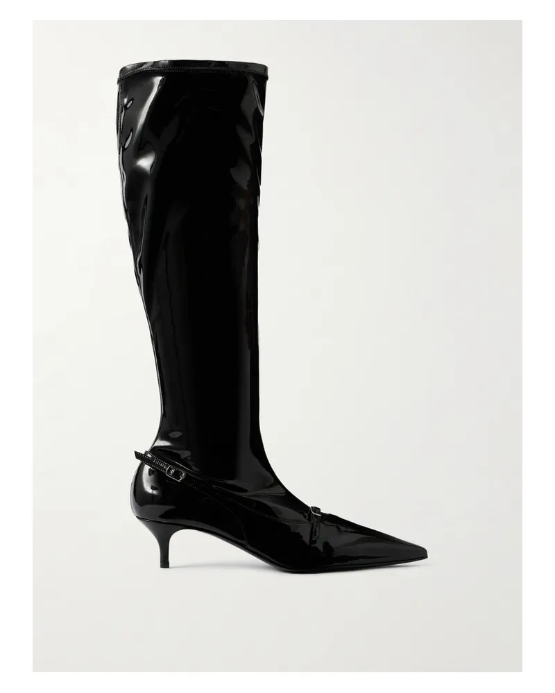 Magda Butrym Kniehohe Stiefel Aus Lackleder Mit Schnalle - Schwarz Schwarz
