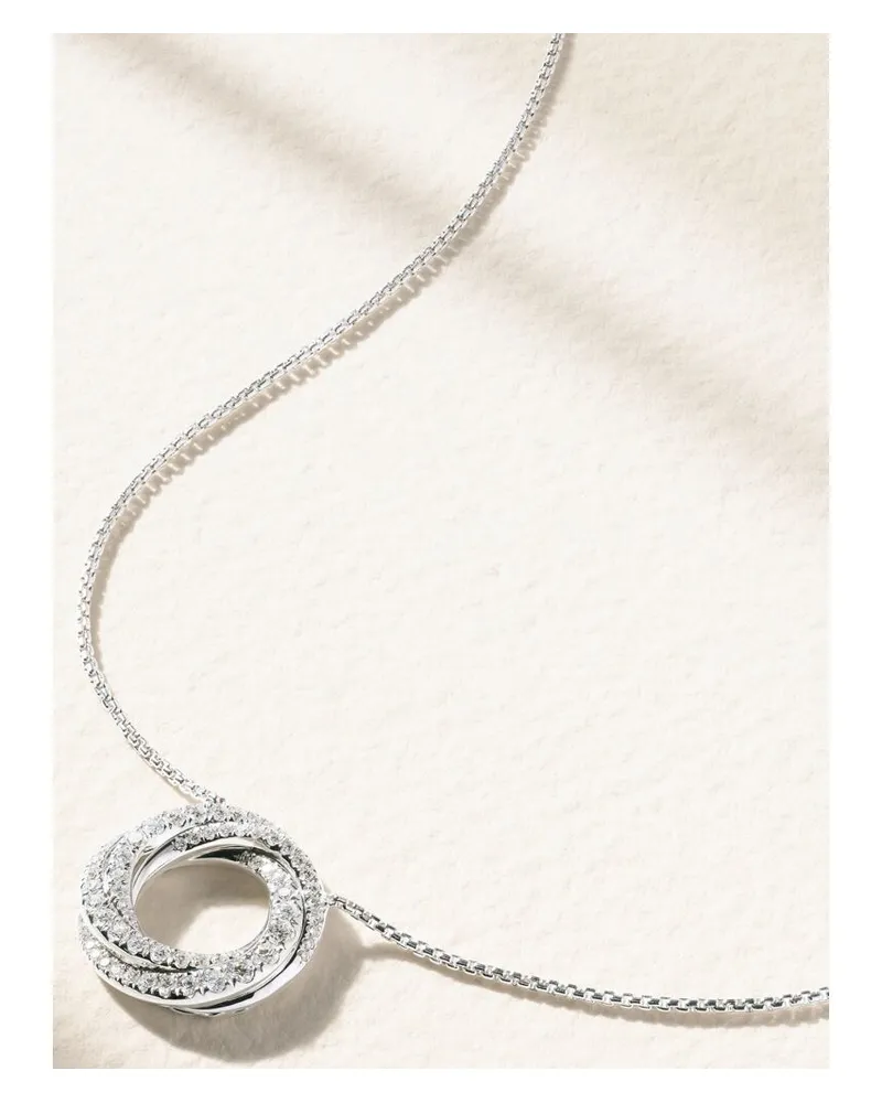 David Yurman Crossover Kette Aus 18 Karat Weißgold Mit Diamanten - Silber Silber
