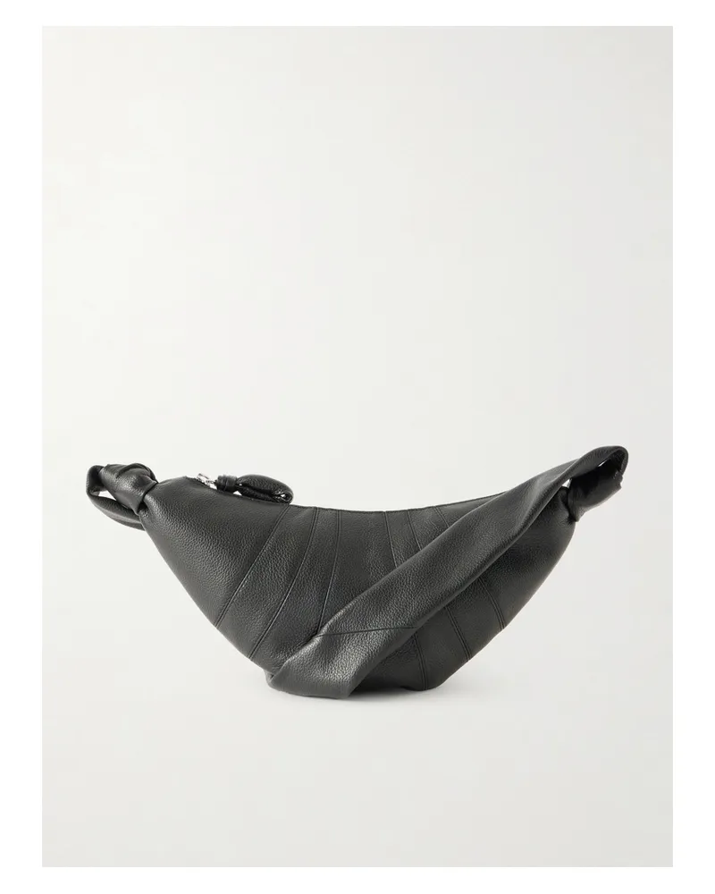 Christophe Lemaire Croissant Small Paneled Textured-leather Shoulder Bag - Black Black