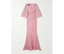 Robe Aus Metallic-voile Mit Cape-effekt - Pink