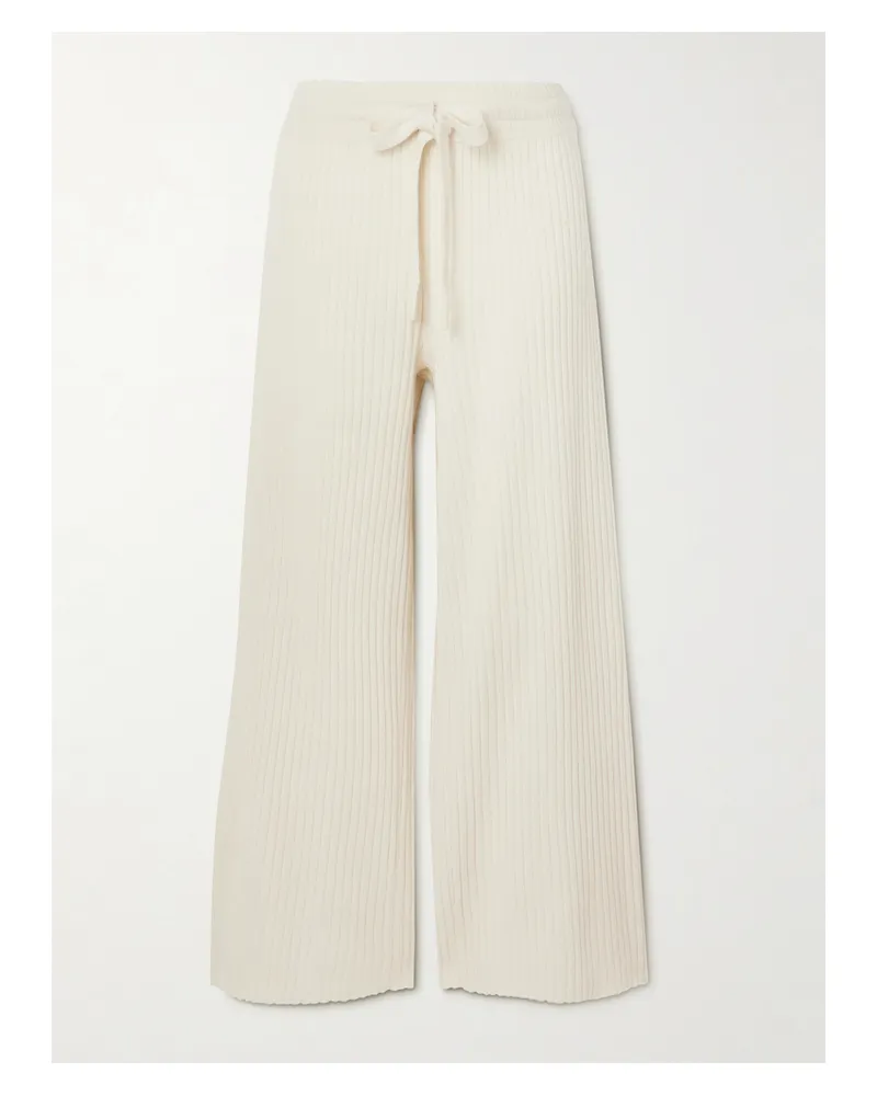 Eres Rieur Hose Mit Geradem Bein Aus Einer Gerippten Woll-kaschmirmischung - Elfenbein Elfenbein