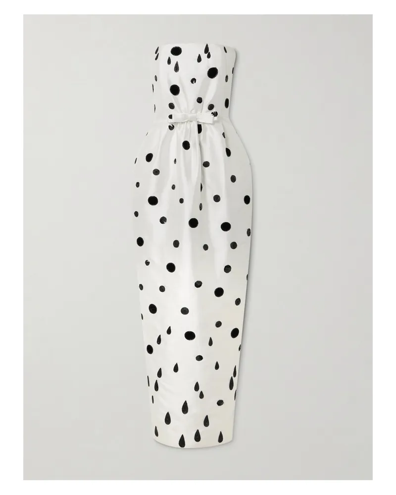 BERNADETTE Lenette Strapless Embellished Polka-dot Taffeta Gown - White White