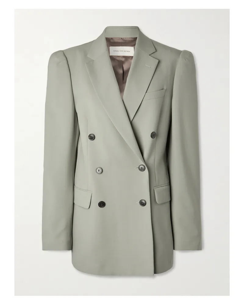 Dries van Noten Doppelreihiger Blazer Aus Twill Aus Einer Woll-mohairmischung - Grün Grün