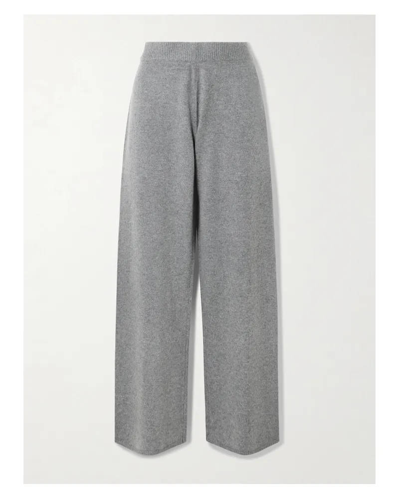 SKIMS Cashmere Wide Leg Pant – Dark Heather Gray – Hose Mit Weitem Bein Aus Kaschmir - Kaschmir Im Farbton „dark Heather Gray“ - Grau Grau