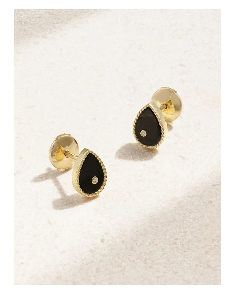 Yvonne Léon Ohrringe Aus 9 Karat Gold Mit Opalen Und Diamanten - Schwarz Schwarz