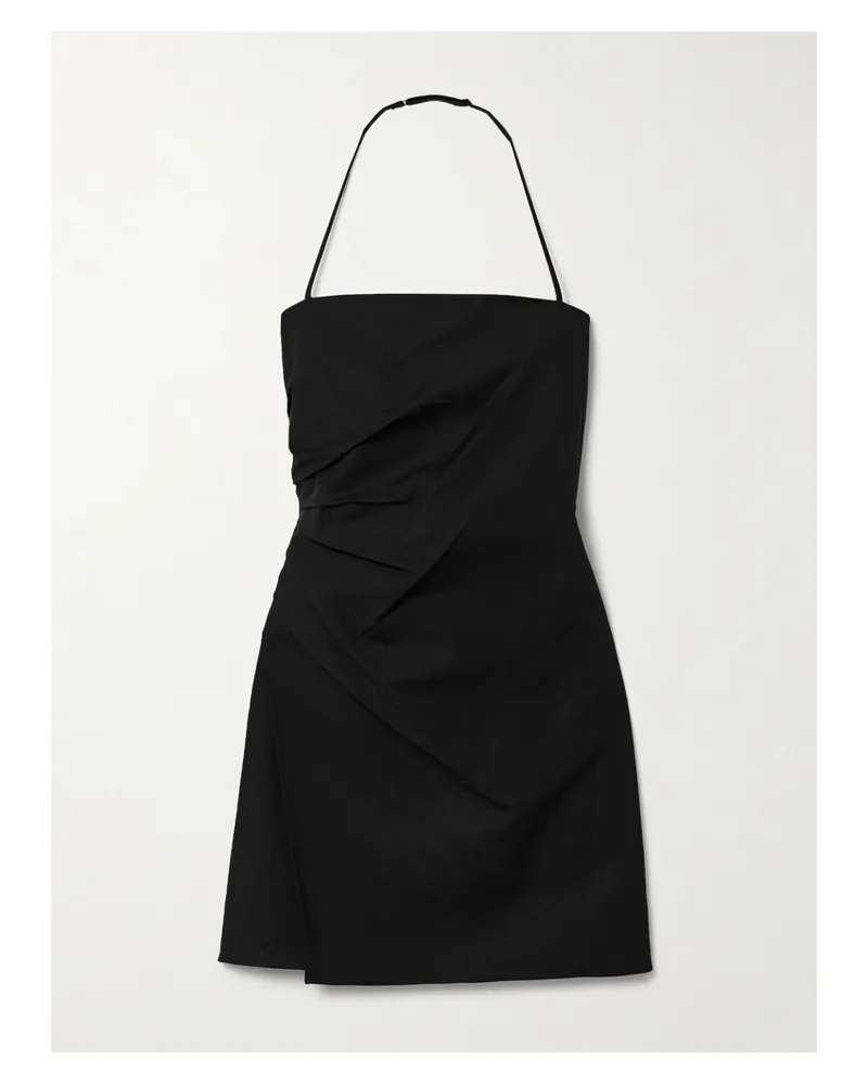 A.L.C. Charlie Neckholder-minikleid Aus Stretch-baumwolle Mit Raffungen - Schwarz Schwarz
