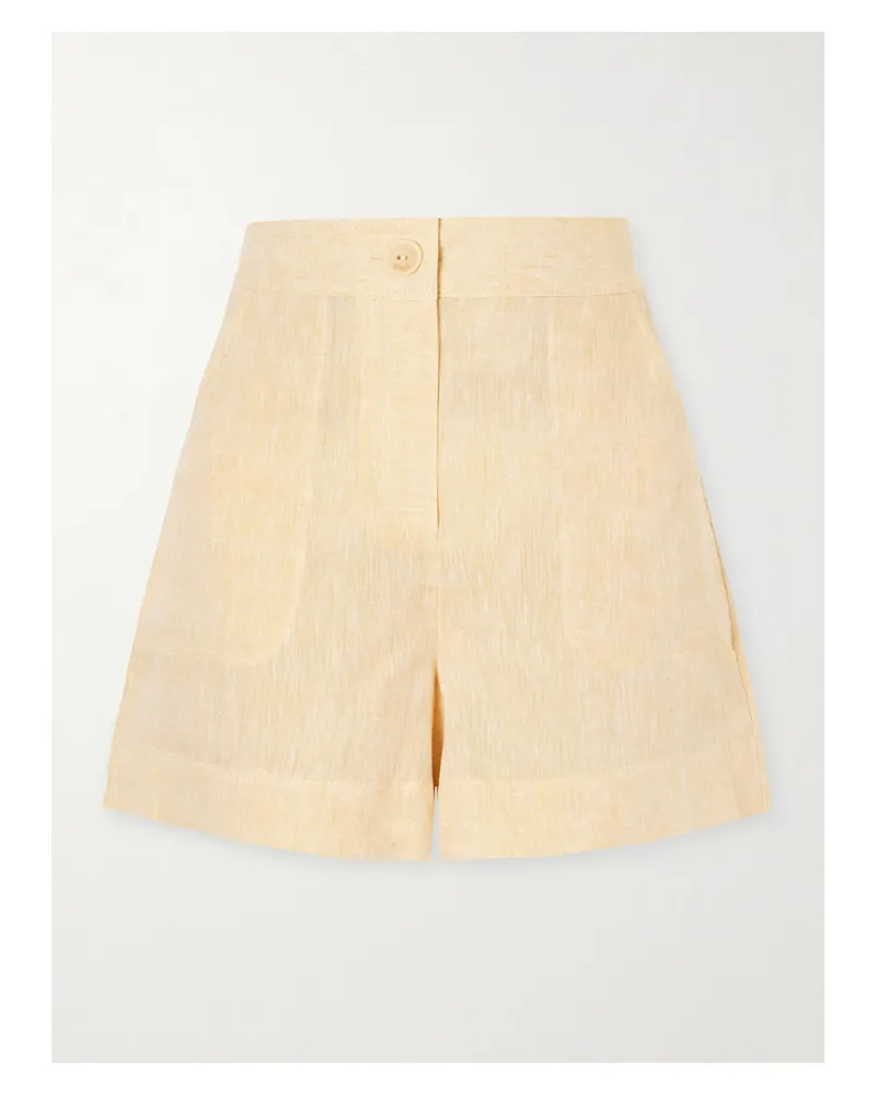Eres Enjouée Linen Shorts - Yellow Yellow
