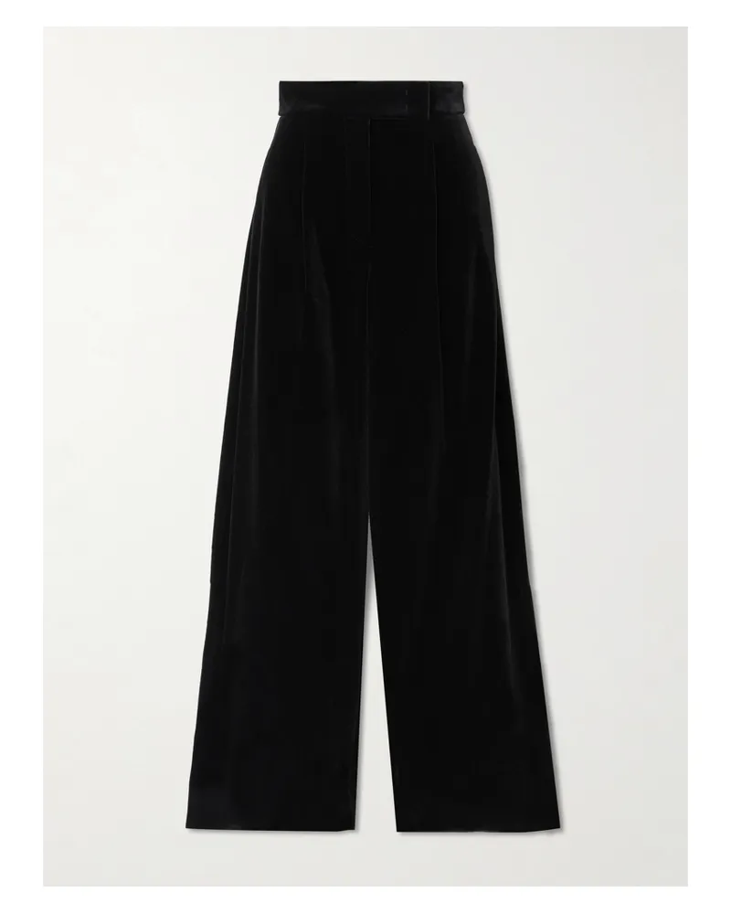 Max Mara Hose Mit Weitem Bein Aus Stretch-baumwollsamt - Schwarz Schwarz