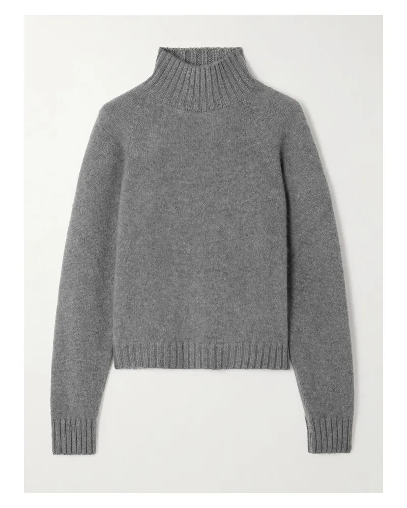 The Elder Statesman Stehkragenpullover Aus Geripptem Kaschmir - Grau Grau