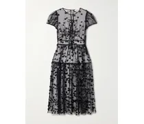 Cbnanna Sequin-embellished Polka-dot Tulle Midi Dress - Black