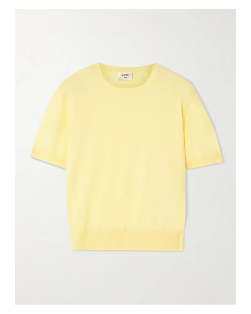 Saint Laurent Wool, Cashmere And Silk-blend Top - Yellow Yellow