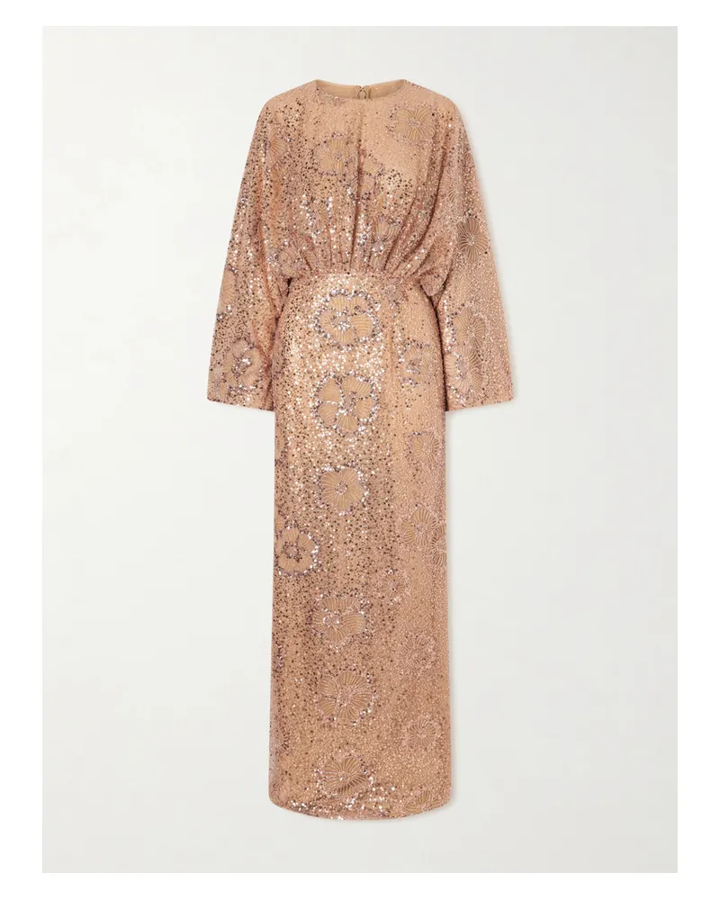 Elie Saab Embellished Silk-blend Tulle Gown - Brown Brown