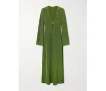 Lumière Metallic Stretch-knit Kaftan - Green