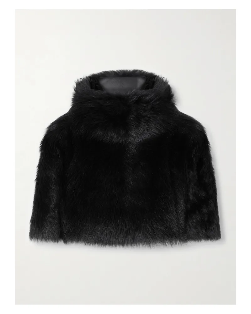 KHAITE Rovero Verkürzter Poncho Aus Shearling Mit Stehkragen - Schwarz Schwarz