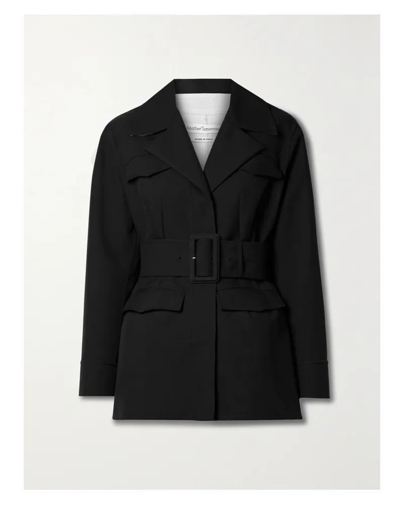 Another Tomorrow Net Sustain Blazer Aus Biobaumwolldrillich Mit Gürtel - Schwarz Schwarz